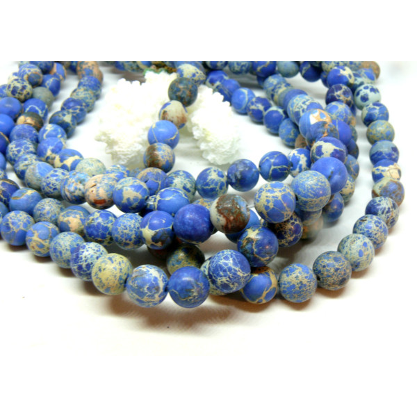 Perles Rondes 6mm Jaspe Impérial Teintée effet Givre coloris 01C