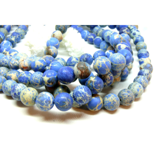 Perles Rondes 6mm Jaspe Impérial Teintée effet Givre coloris 01C