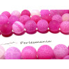 Perles Rondes 6mm, Agate craquelé  Effet Givre, Rose Fuschia couleur 10