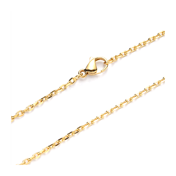 Collier, Sautoir Matinée 50 cm, maille extra fine fine 2mm, Acier Inoxydable 304, finition Doré à l'or fin 18K, PVD