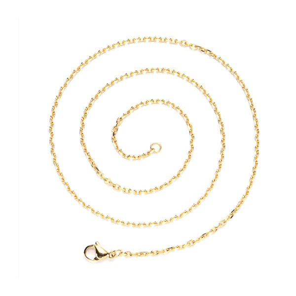 Collier, Sautoir Matinée 50 cm, maille extra fine fine 2mm, Acier Inoxydable 304, finition Doré à l'or fin 18K, PVD