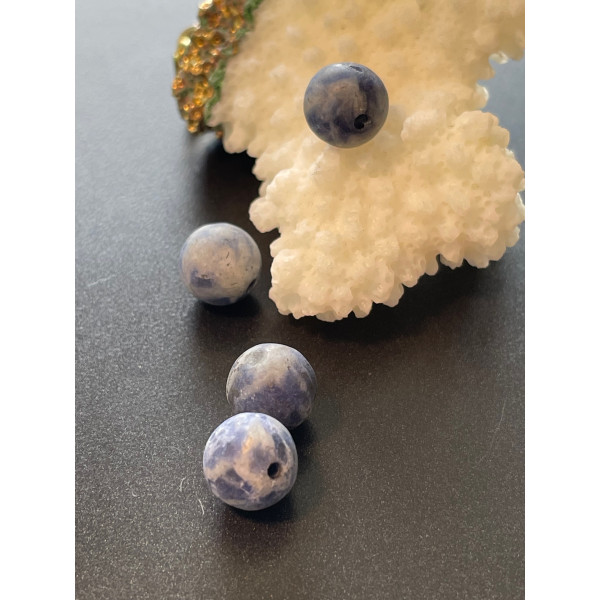 Perles Rondes 8mm, Pierre Bleu effet Givre