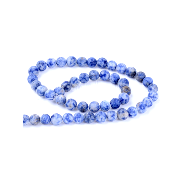 Perles Rondes 6mm, Pierre Bleu effet Givre