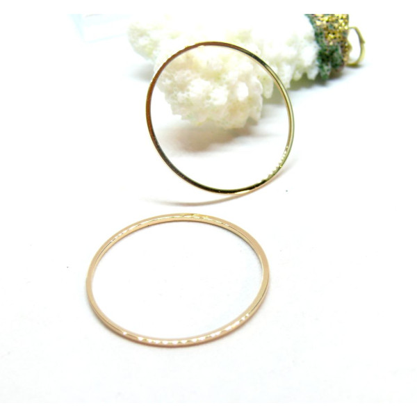 Pendentifs, Connecteurs Rond 30mm cuivre finition OR 18KT