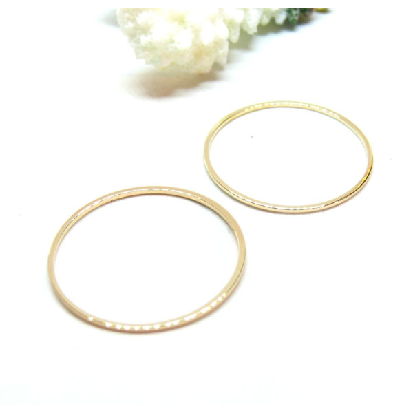 Pendentifs, Connecteurs Rond 30mm cuivre finition OR 18KT