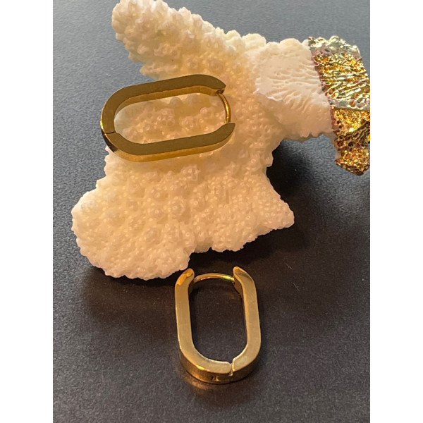 Créoles Ovale 17mm, épaisseur 3mm, Acier Inoxydable 304 finition Doré