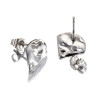 Boucles d'oreilles, Puces Eventail martelé 12mm, Acier Inoxydable 304, finition Argenté