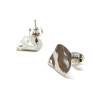 Boucles d'oreilles, Puces Eventail martelé 12mm, Acier Inoxydable 304, finition Argenté