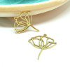 Pendentif Fleur sur Tige 38 mm, Acier Inoxydable finition Doré, Placage IONIQUE
