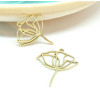 Pendentif Fleur sur Tige 38 mm, Acier Inoxydable finition Doré, Placage IONIQUE