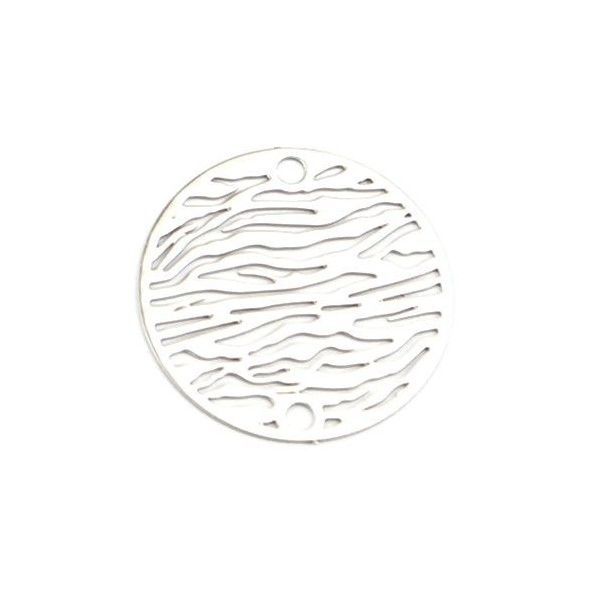 Estampes Pendentif Connecteur filigrane Zèbre 20mm coloris Argent Platine