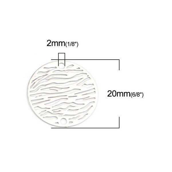 Estampes Pendentif Connecteur filigrane Zèbre 20mm coloris Argent Platine