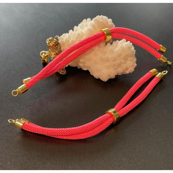 H11M025-111 – Lot de 1 ou 2 Supports Bracelet Intercalaire Cordon Nylon Ajustable avec Accroche – Laiton Rose