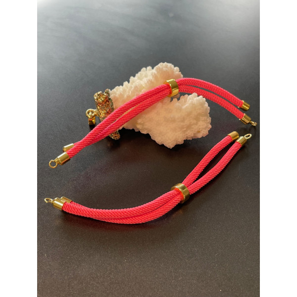 H11M025-111 – Lot de 1 ou 2 Supports Bracelet Intercalaire Cordon Nylon Ajustable avec Accroche – Laiton Rose