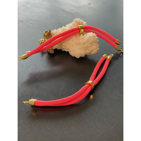 H11M025-111 – Lot de 1 ou 2 Supports Bracelet Intercalaire Cordon Nylon Ajustable avec Accroche – Laiton Rose