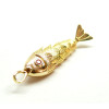Pendentif Poisson 3D articulé  40mm en Cuivre finition Doré à l'or fin 18K