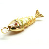 Pendentif Poisson 3D articulé  40mm en Cuivre finition Doré à l'or fin 18K