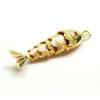 Pendentif Poisson 3D articulé  40mm en Cuivre finition Doré à l'or fin 18K
