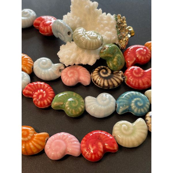 Perles Coquillage 20 mm – Céramique – Coloris Multicolore