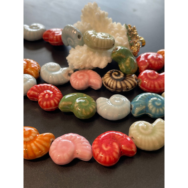 Perles Coquillage 20 mm – Céramique – Coloris Multicolore