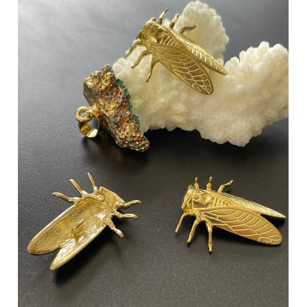 Pendentifs Cigale 25 mm – Laiton Doré – Esprit Provençal