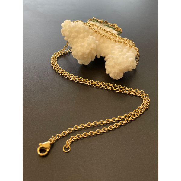 H11S420007BG – Lot 1 Collier Sautoir Matinée 50 cm – Acier Inoxydable 304 Doré à l’or fin 18K – Maille  2.7x2x0.6mm – PVD