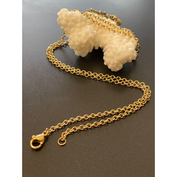 H11S420007BG – Lot 1 Collier Sautoir Matinée 50 cm – Acier Inoxydable 304 Doré à l’or fin 18K – Maille  2.7x2x0.6mm – PVD