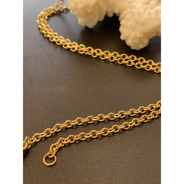 H11S420007BG – Lot 1 Collier Sautoir Matinée 50 cm – Acier Inoxydable 304 Doré à l’or fin 18K – Maille  2.7x2x0.6mm – PVD