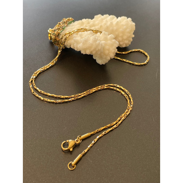 H11S420006CG – Lot 1 Collier Sautoir Matinée 50 cm – Acier Inoxydable 304 Doré à l’or fin 18K – Maille Haricot 1.2mm – PVD