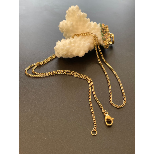 Collier Sautoir Matinée 50 cm – Acier Inoxydable 304 Doré à l’or fin 18K – Maille  2x1.8x0.5mm – PVD