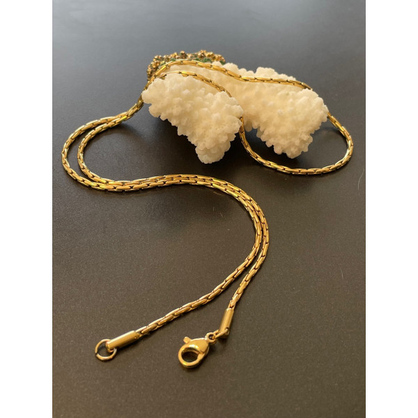 Collier Sautoir Matinée 50 cm – Acier Inoxydable 304 Doré à l’or fin 18K – Maille Haricot  1.6mm – PVD