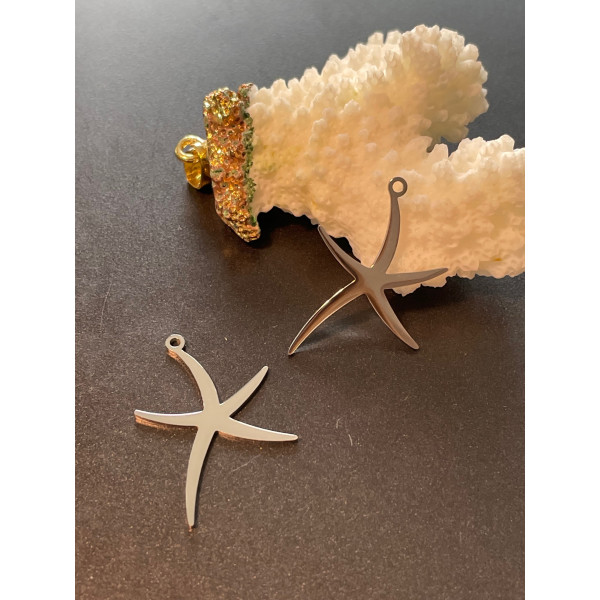 Pendentifs Etoile de Mer 29mm – Acier Inoxydable  304 Argenté