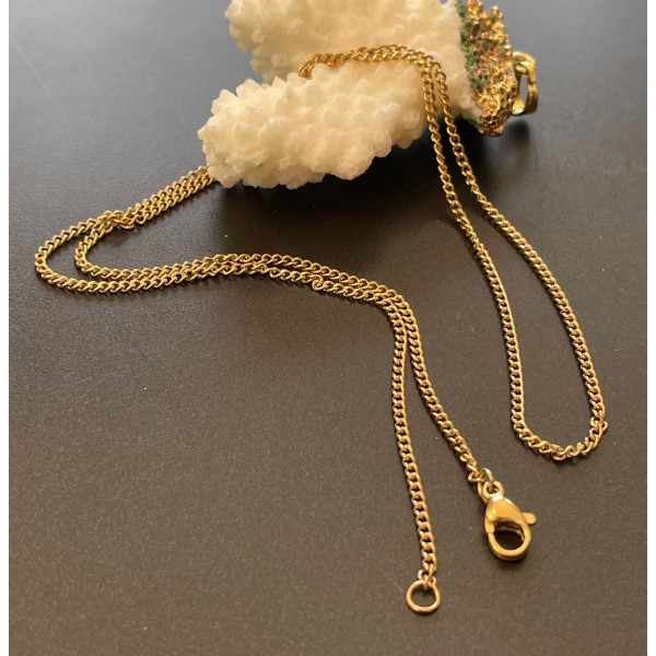 Collier Sautoir Matinée 50 cm – Acier Inoxydable 304 Doré à l’or fin 18K – Maille  3x2x0.6mm – PVD