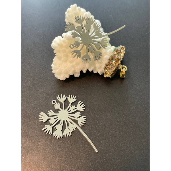 H11N090LA9661 – Lot de 1 Pendentif Grand Pissenlit 43 mm – Acier Inoxydable – Finition Argentée