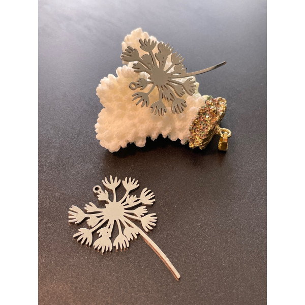 H11N090LA9661 – Lot de 1 Pendentif Grand Pissenlit 43 mm – Acier Inoxydable – Finition Argentée