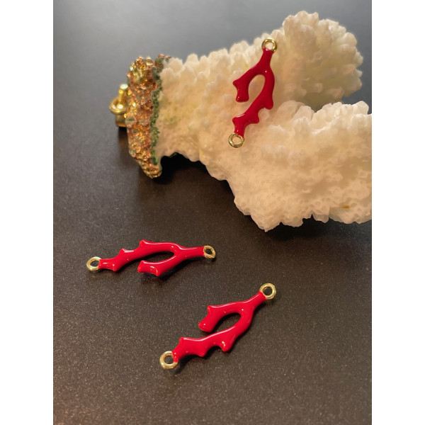 Pendentif / Connecteur Forme Corail – Laiton Doré à l’or fin 18K
