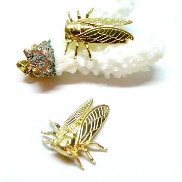 Pendentifs Cigale 25 mm – Laiton Doré – Esprit Provençal