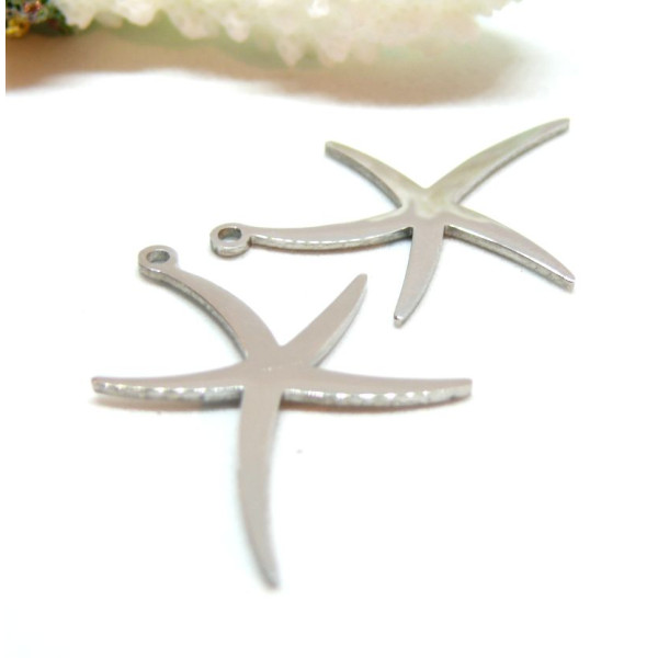 Pendentifs Etoile de Mer 29mm – Acier Inoxydable  304 Argenté