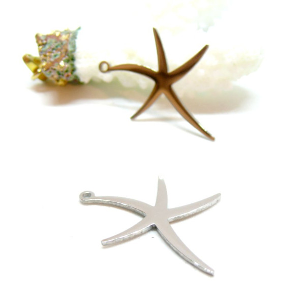 Pendentifs Etoile de Mer 29mm – Acier Inoxydable  304 Argenté