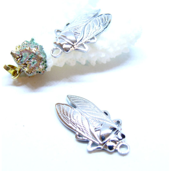 Pendentifs Cigale 29,5 mm – Acier Inoxydable Argenté