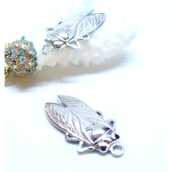 Pendentifs Cigale 29,5 mm – Acier Inoxydable Argenté