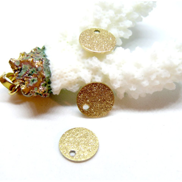 H11I098018 – Lot de 4 ou 8 pendentifs médaille Stardust 8 mm – Acier inoxydable 304 doré