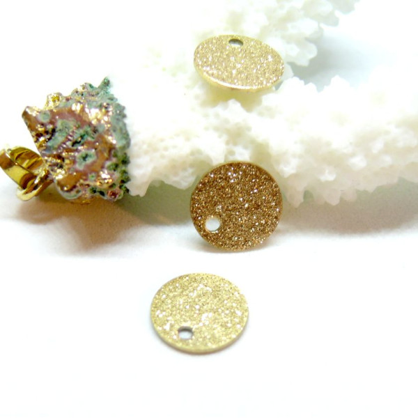 H11E45502G – Lot de 2 ou 4 Pendentifs Médaille Stardust 8mm – Acier Inoxydable 304 Doré Placage IONIQUE