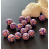 Perles rondes fleur de fimo, pâte polymère 10m, TONS Rose  Violet