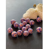 Perles rondes fleur de fimo, pâte polymère 10m, TONS Rose  Violet