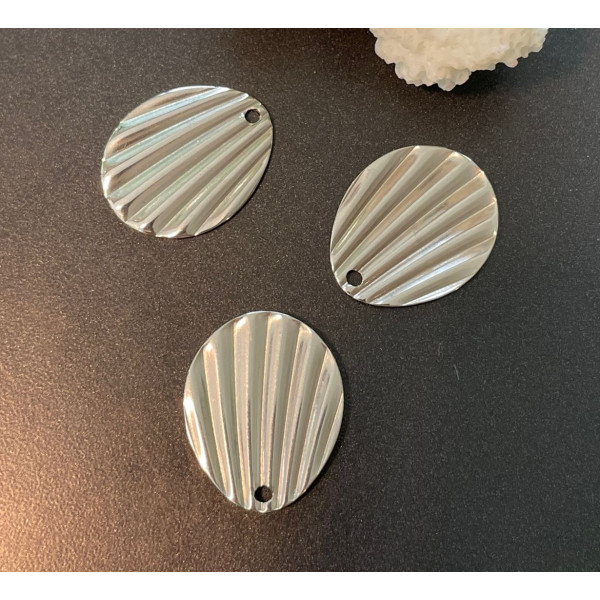 Pendentifs Éventail, Coquille Saint-Jacques 21 mm – Acier Inoxydable 304 Argenté