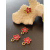 Breloques Fleurs de Sakura 9 mm – Résine Style Émaillé Rouge – Base Dorée