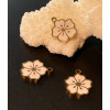 Pendentif, Fleur de Sakura Blanche 12mm, résine émaillée, Acier Inoxydable 304, Doré placage IONIQUE