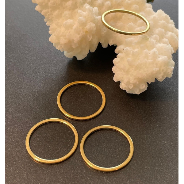 Pendentifs Anneaux Ronds 15 mm – Laiton Doré à l’or fin 18K