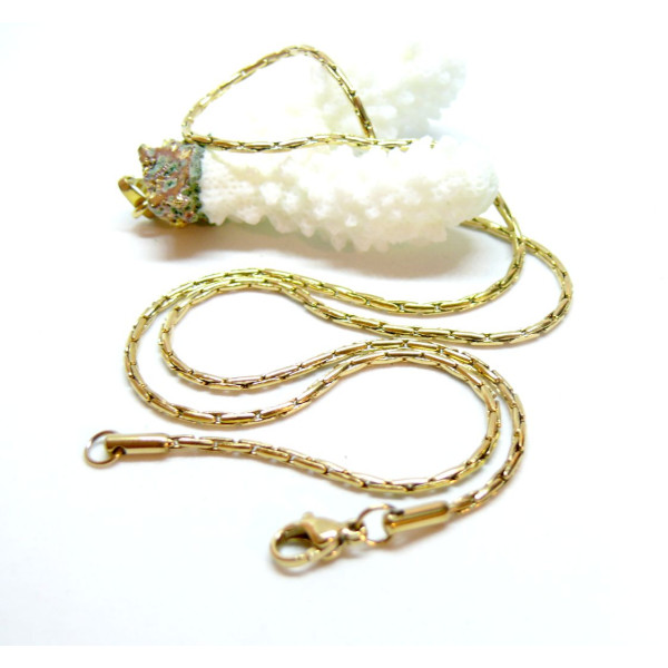 Collier Sautoir Matinée 50 cm – Acier Inoxydable 304 Doré à l’or fin 18K – Maille Haricot  1.6mm – PVD